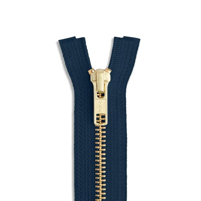 YKK Brass Jeans Zipper #5, 6" long-Zipper-Frankie Rose Fabrics