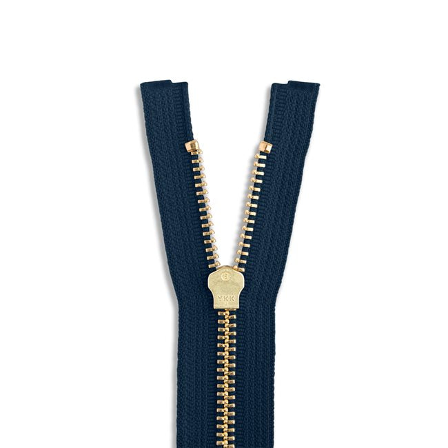 YKK Brass Jeans Zipper #5, 6" long-Zipper-Frankie Rose Fabrics