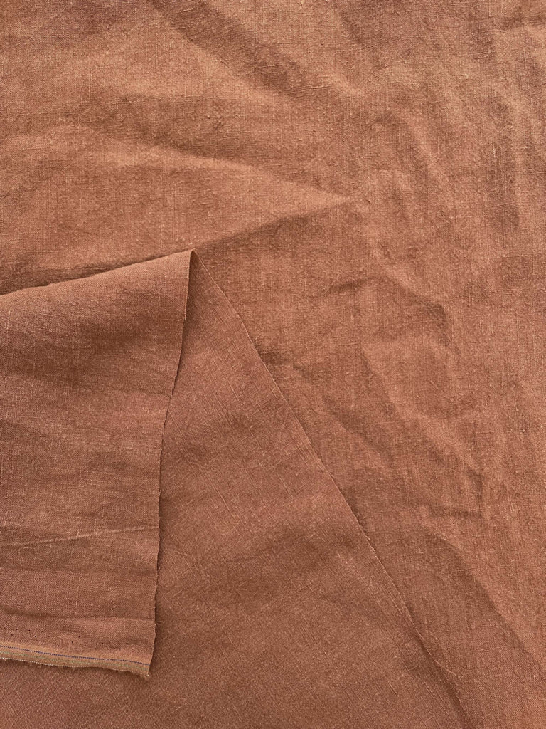 Lightweight Stonewashed Linen Fabric in Cinnamon | Apparel Fabric