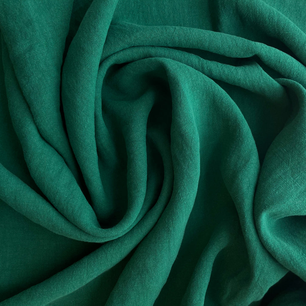 Stonewashed Linen Fabric in Emerald | Frankie Rose Fabrics