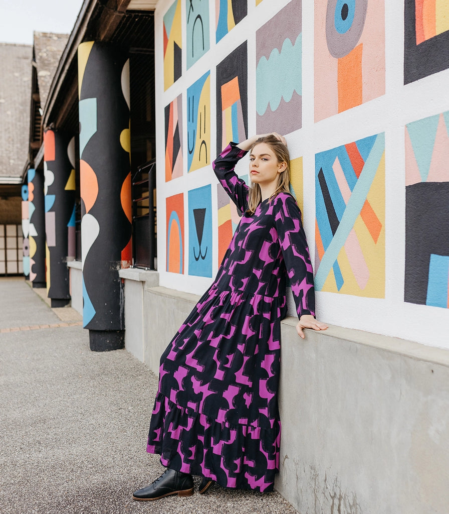 Ecovero Viscose Crepe in Géo Aster-Fabric-Frankie Rose Fabrics