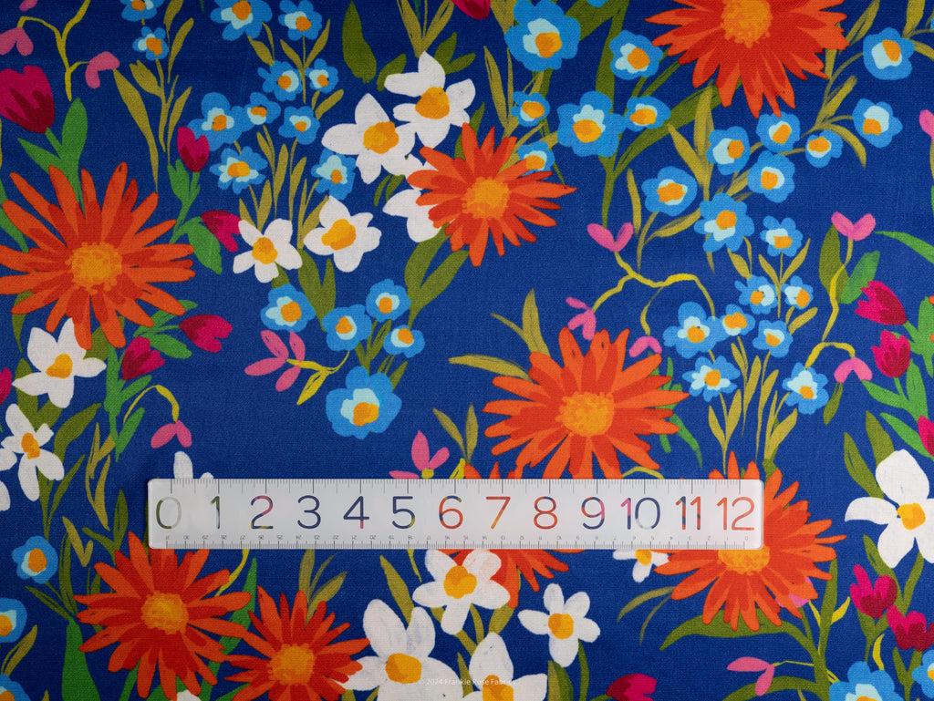 Ecovero Viscose Satin in Lara Cobalt-Fabric-Frankie Rose Fabrics