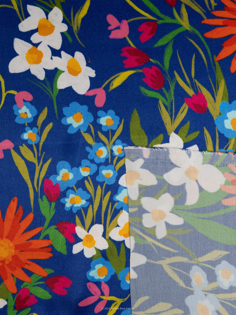 Ecovero Viscose Satin in Lara Cobalt-Fabric-Frankie Rose Fabrics