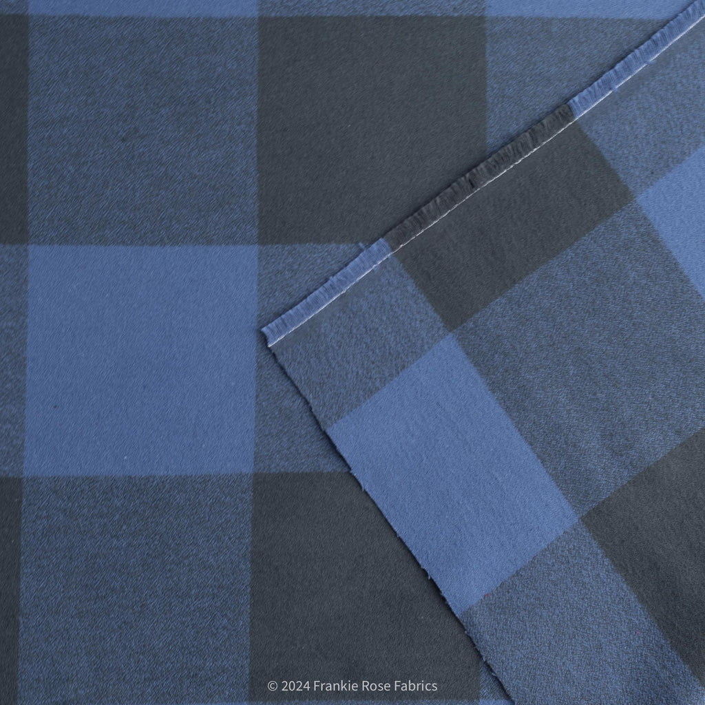 Cozy Organic Cotton Flannel in Blueberry Check-Fabric-Frankie Rose Fabrics