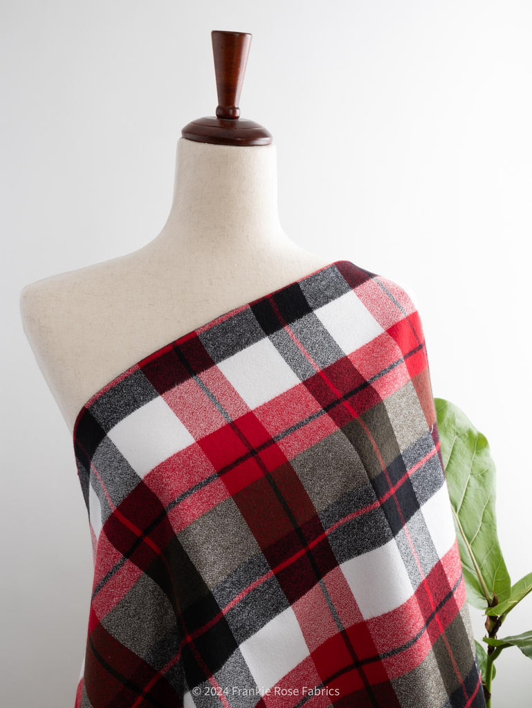 Cozy Cotton Flannel in Holly Berry Plaid-Fabric-Frankie Rose Fabrics