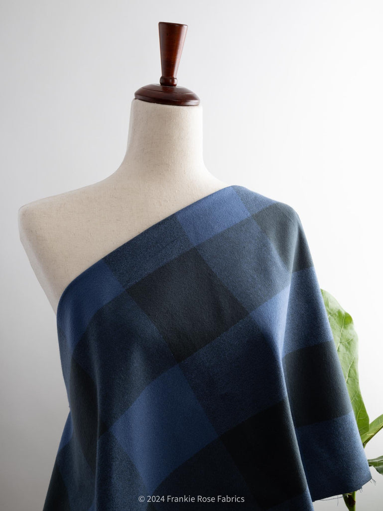 Cozy Organic Cotton Flannel in Blueberry Check-Fabric-Frankie Rose Fabrics