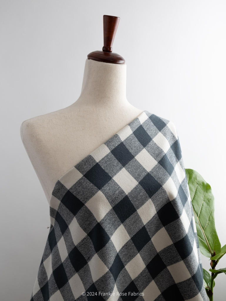 Cozy Organic Cotton Flannel in Pepper Check-Fabric-Frankie Rose Fabrics