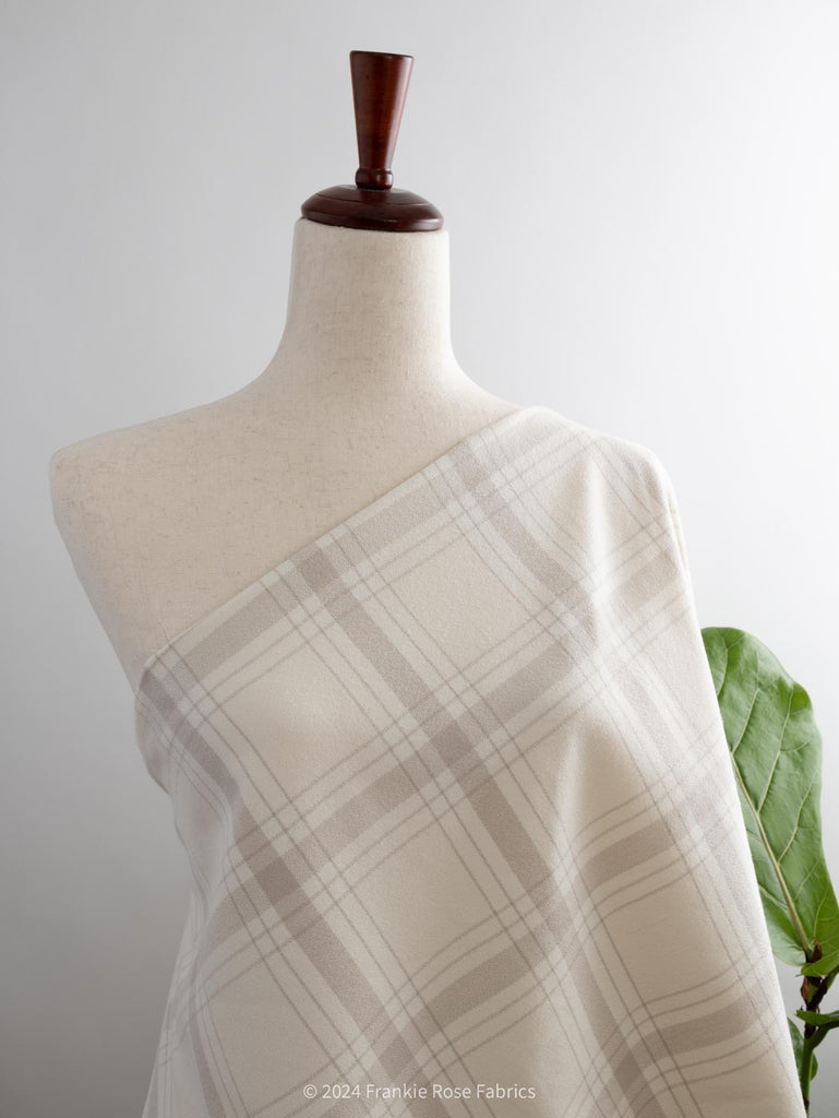 Cozy Cotton Wide Width Flannel in Bone Plaid-Fabric-Frankie Rose Fabrics