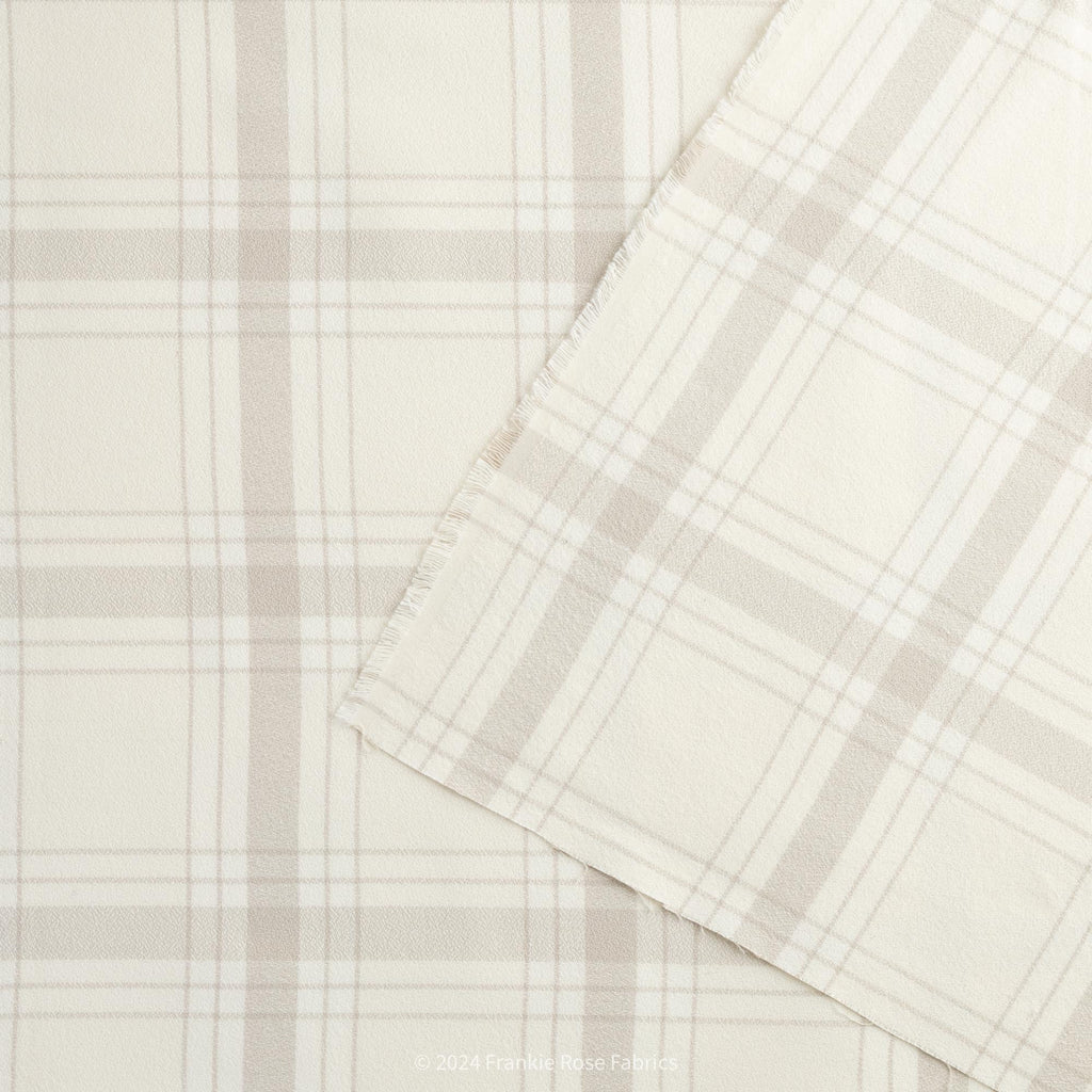 Cozy Cotton Wide Width Flannel in Bone Plaid-Fabric-Frankie Rose Fabrics