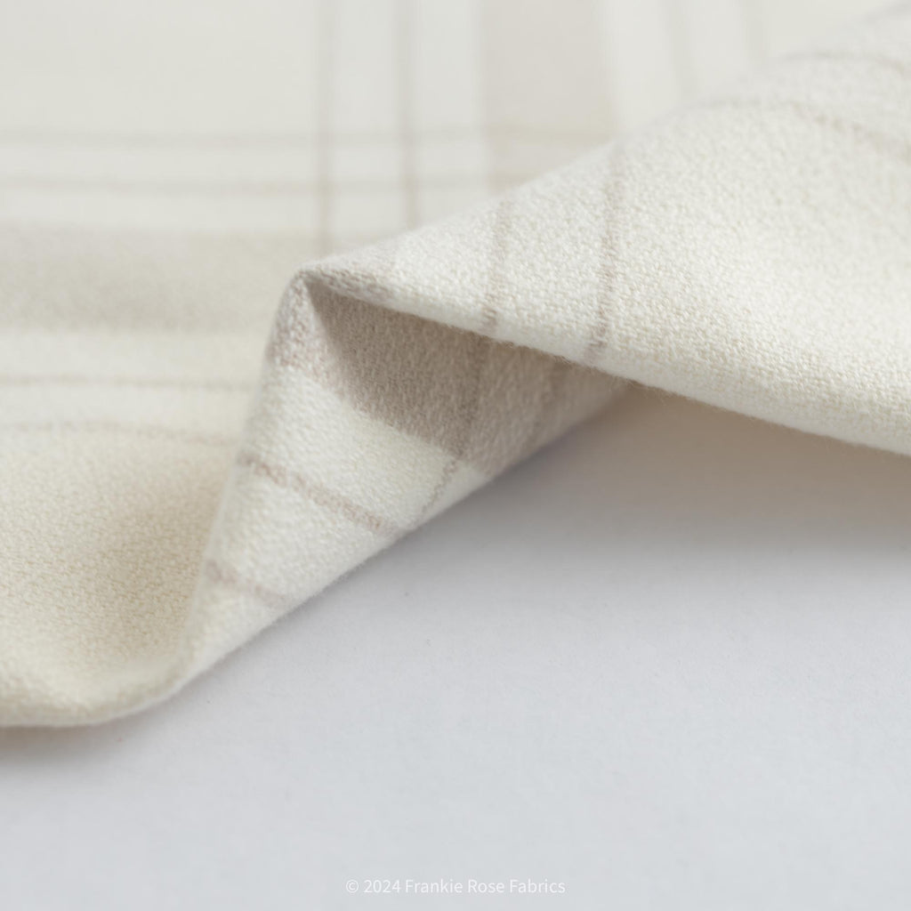 Cozy Cotton Wide Width Flannel in Bone Plaid-Fabric-Frankie Rose Fabrics
