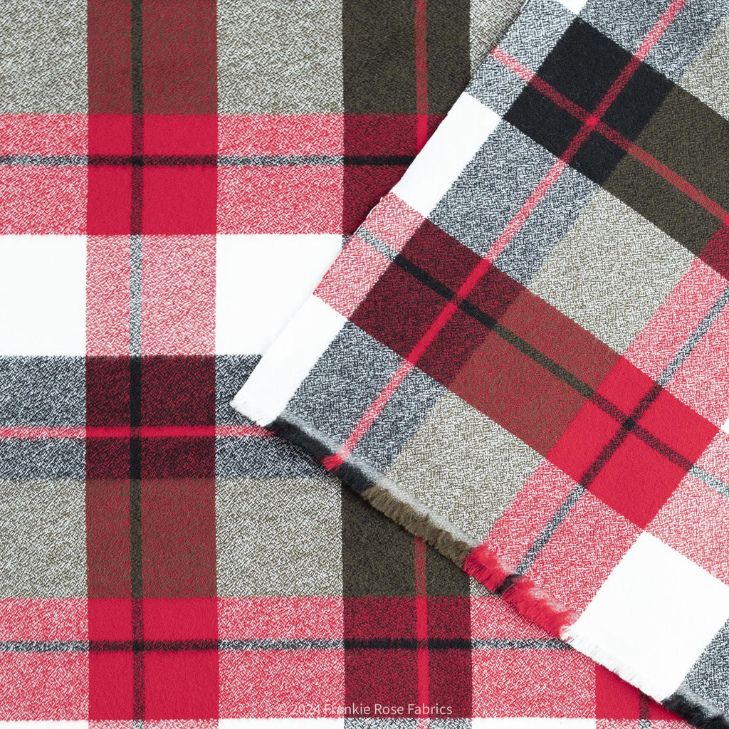 Cozy Cotton Flannel in Holly Berry Plaid-Fabric-Frankie Rose Fabrics