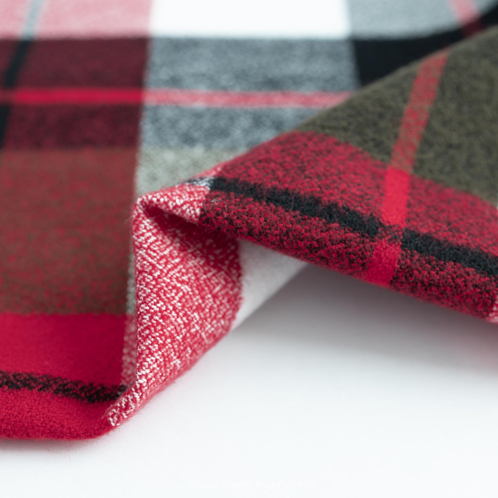 Cozy Cotton Flannel in Holly Berry Plaid-Fabric-Frankie Rose Fabrics