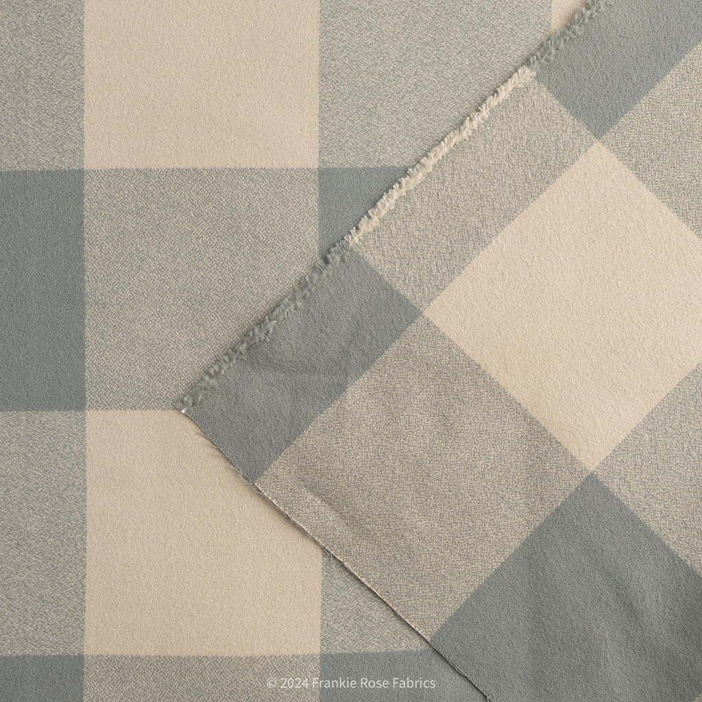 Cozy Organic Cotton Flannel in Mushroom Buffalo Check-Fabric-Frankie Rose Fabrics