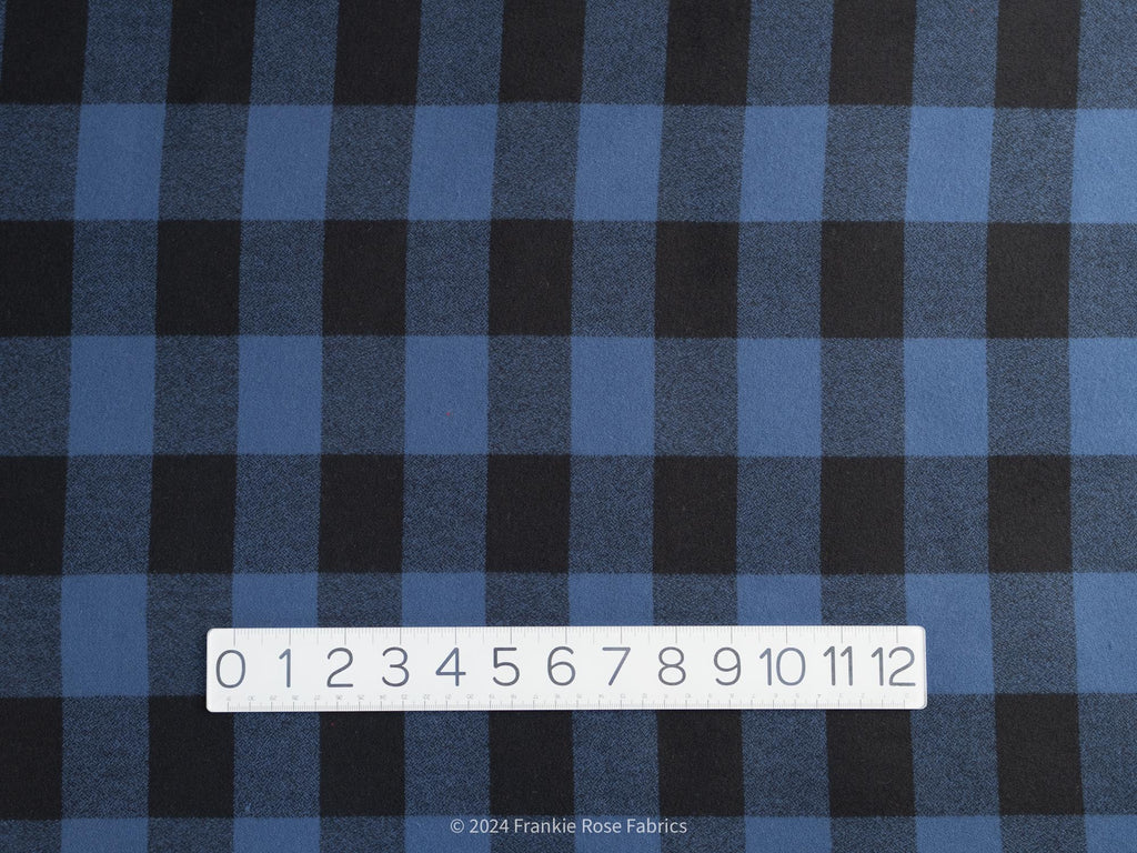 Cozy Cotton Flannel in Cobalt Check-Fabric-Frankie Rose Fabrics