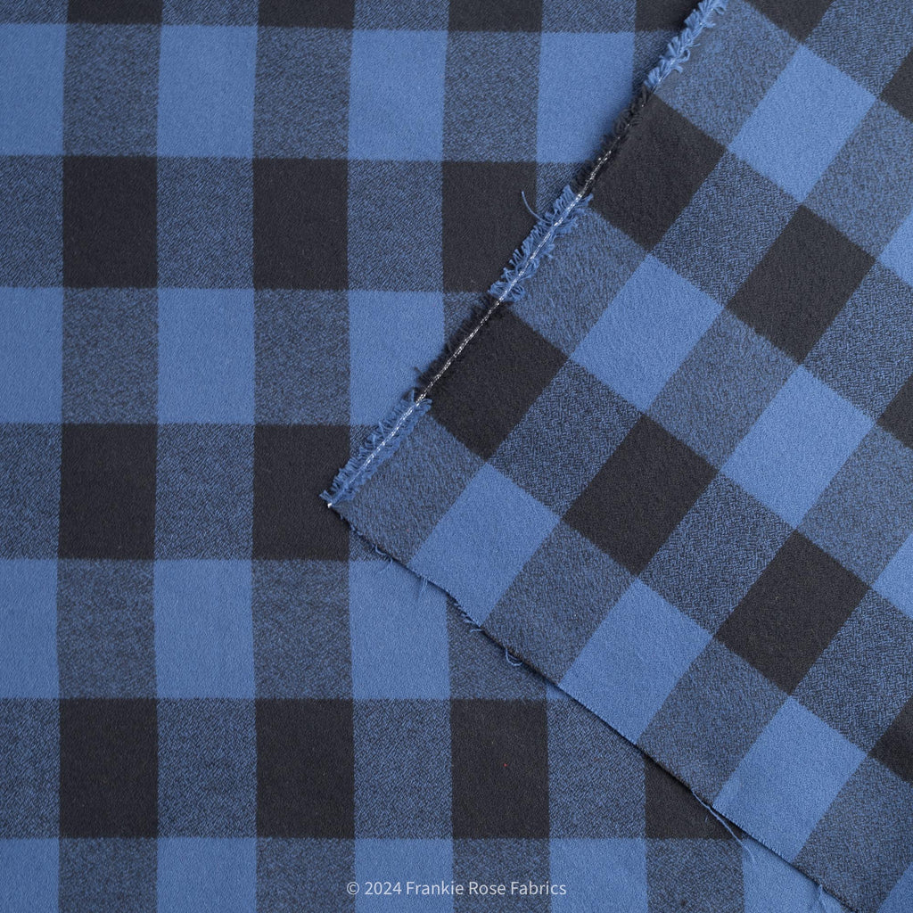 Cozy Cotton Flannel in Cobalt Check-Fabric-Frankie Rose Fabrics