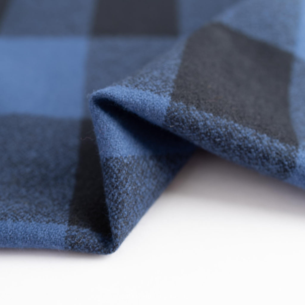 Cozy Cotton Flannel in Cobalt Check-Fabric-Frankie Rose Fabrics