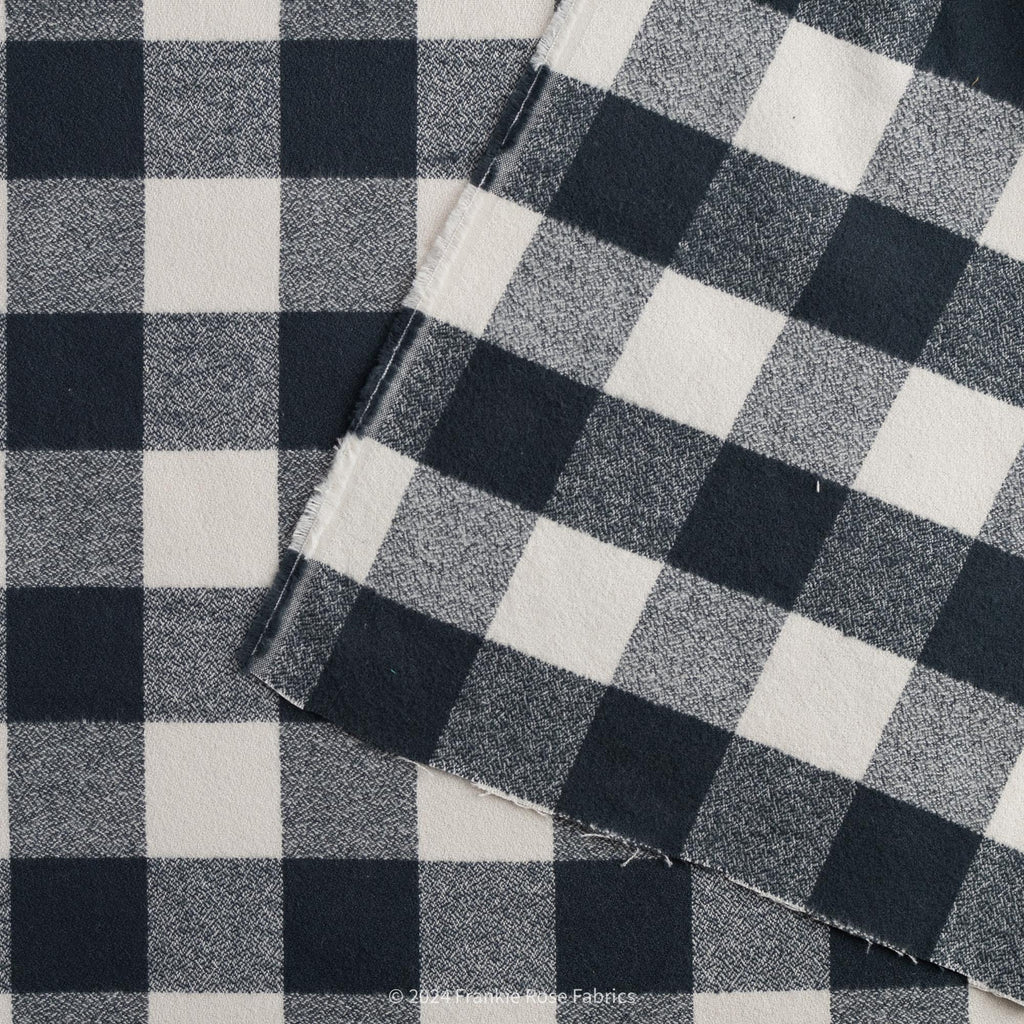 Cozy Organic Cotton Flannel in Pepper Check-Fabric-Frankie Rose Fabrics