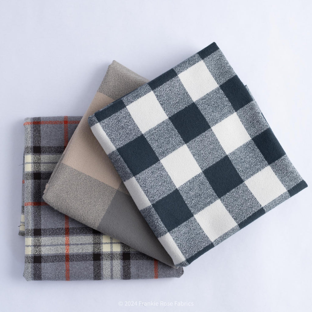 Cozy Organic Cotton Flannel in Pepper Check-Fabric-Frankie Rose Fabrics