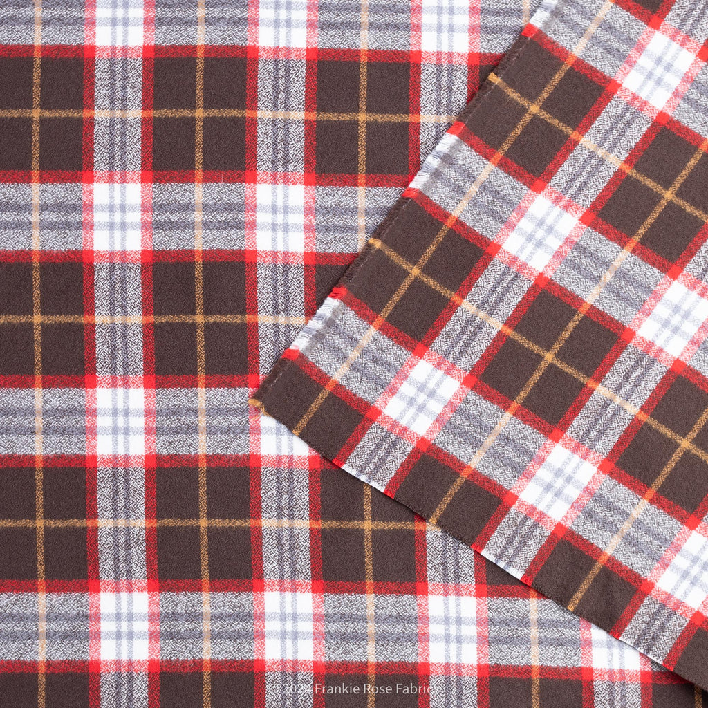 Cozy Cotton Flannel in Redwood Plaid-Fabric-Frankie Rose Fabrics