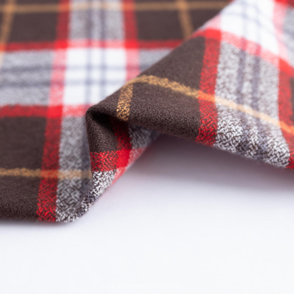 Cozy Cotton Flannel in Redwood Plaid-Fabric-Frankie Rose Fabrics