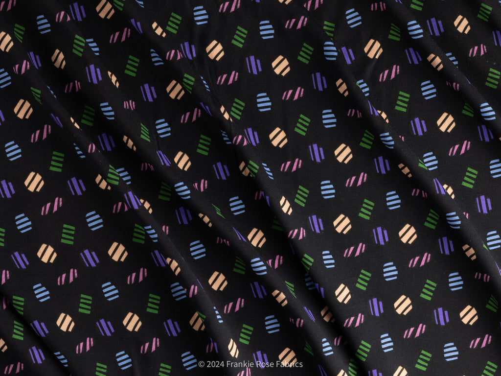 Ecovero Viscose Challis in Confetti Black-Fabric-Frankie Rose Fabrics