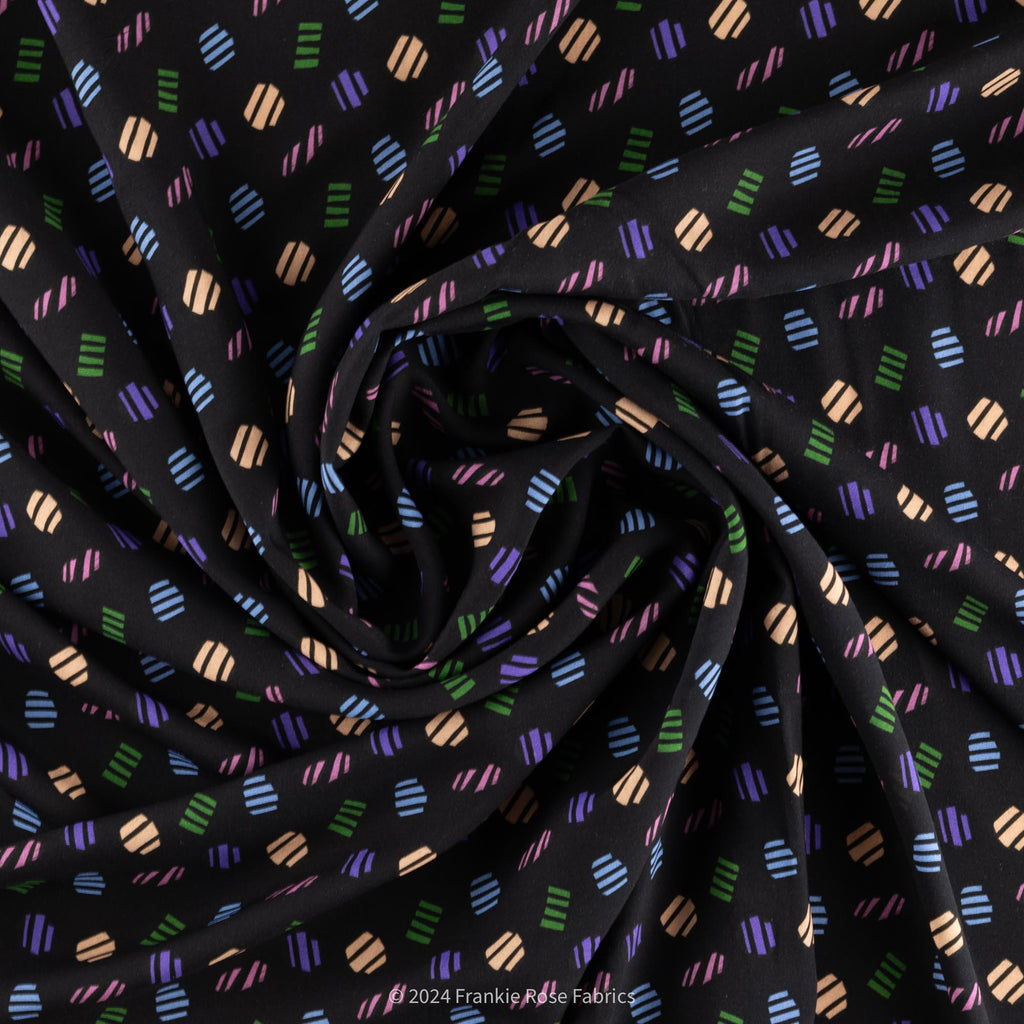 Ecovero Viscose Challis in Confetti Black-Fabric-Frankie Rose Fabrics