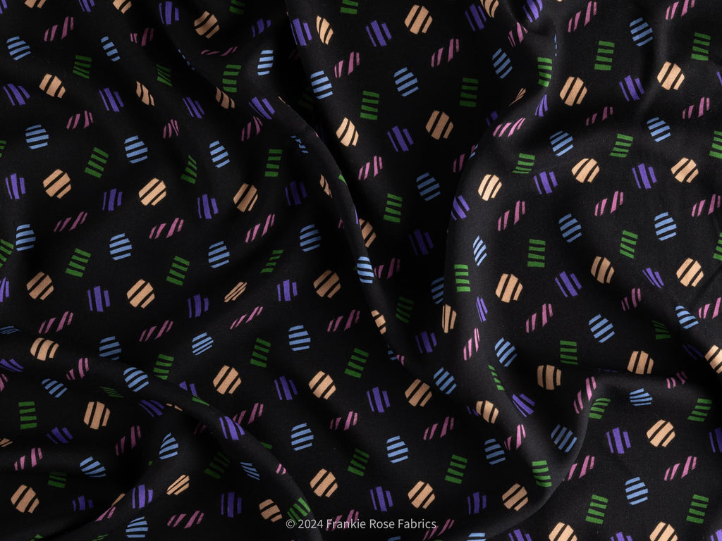 Ecovero Viscose Challis in Confetti Black-Fabric-Frankie Rose Fabrics