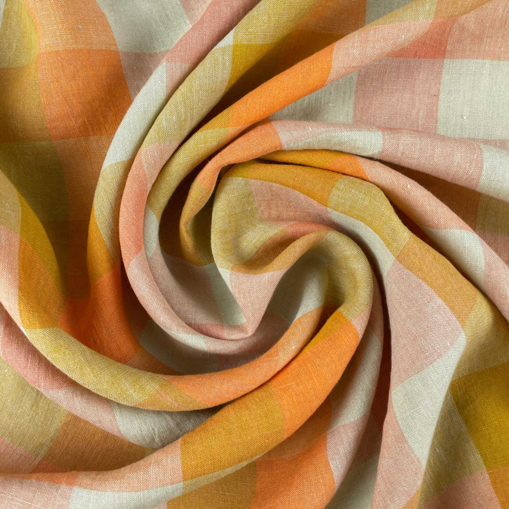 Island Life Laundered Linen Check Fabric-Fabric-Frankie Rose Fabrics