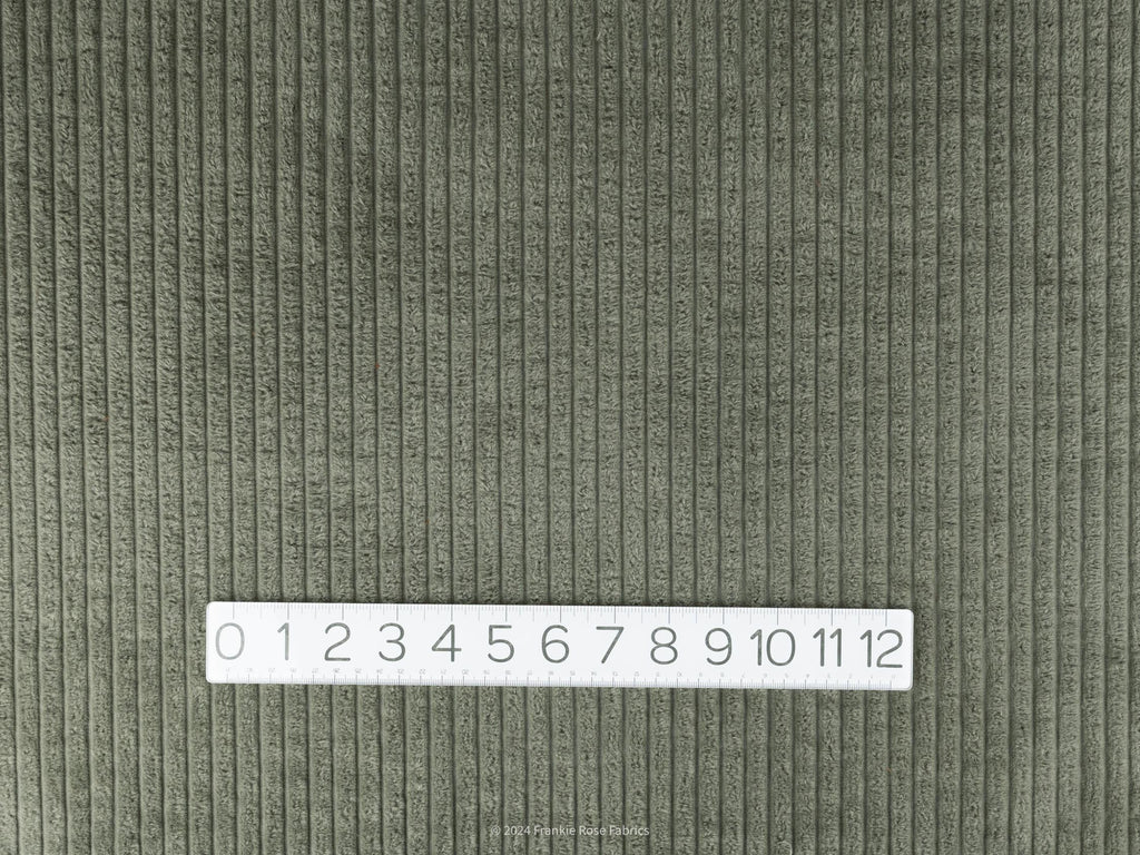 Jumbo Wale Cotton Corduroy in Smokey Olive-Fabric-Frankie Rose Fabrics