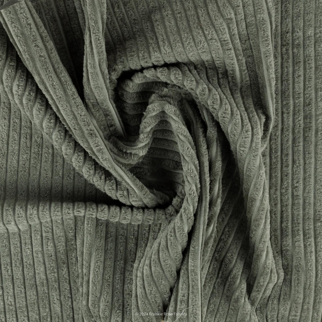 Jumbo Wale Cotton Corduroy in Smokey Olive-Fabric-Frankie Rose Fabrics
