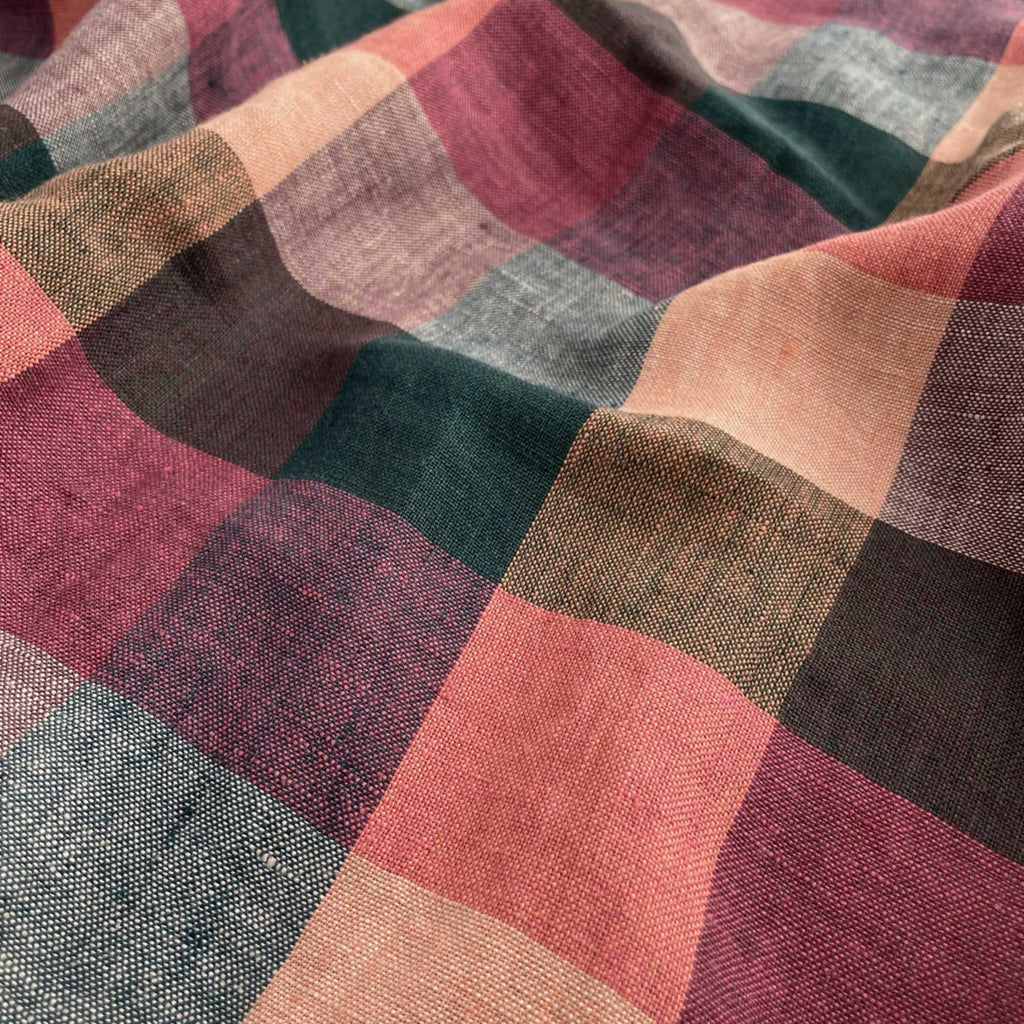 Louisiana Laundered Linen Check Fabric-Fabric-Frankie Rose Fabrics