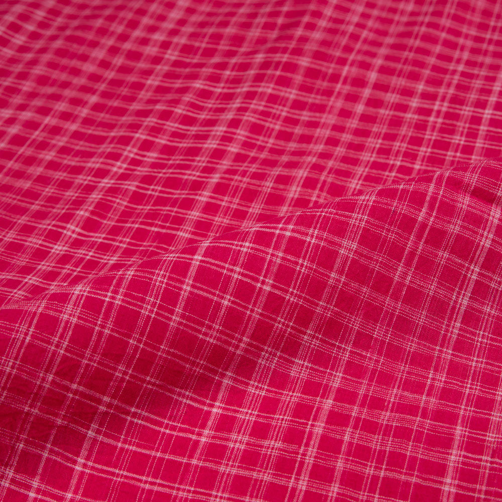 Handwoven Yarn Dyed Cotton Fabric in Magenta