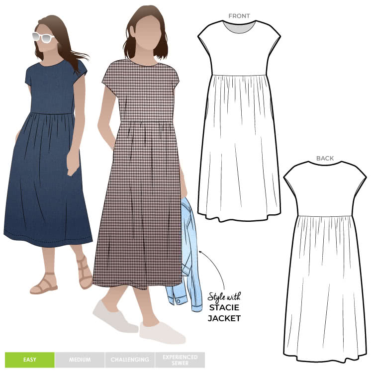 Montana Midi Dress Sewing Pattern by Style Arc, US Sizes 0-26