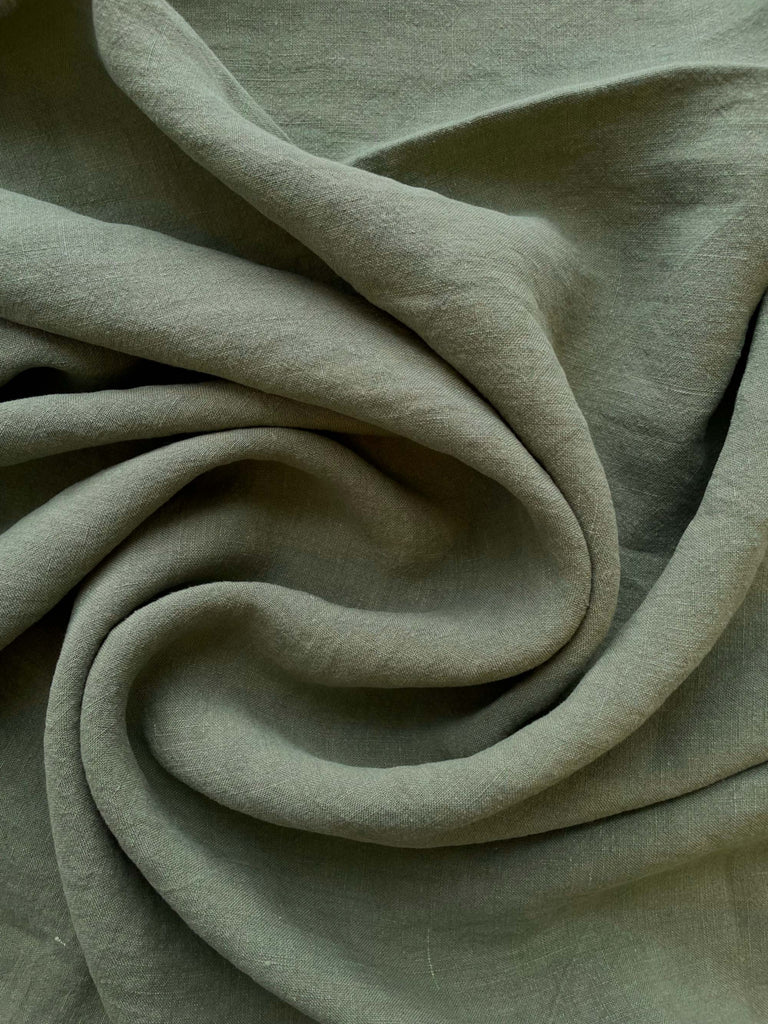 Stonewashed Linen Fabric in Moss | Frankie Rose Fabrics