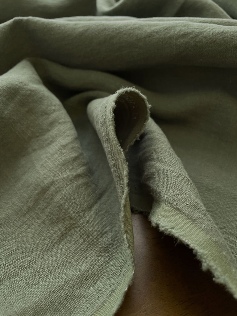 Stonewashed Linen Fabric in Moss | Frankie Rose Fabrics