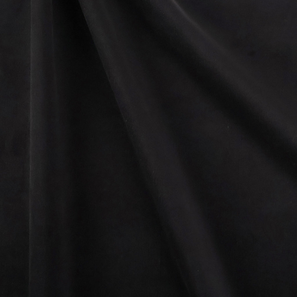 Velvety Pinwale Corduroy in Black, 21 Wale-Fabric-Frankie Rose Fabrics