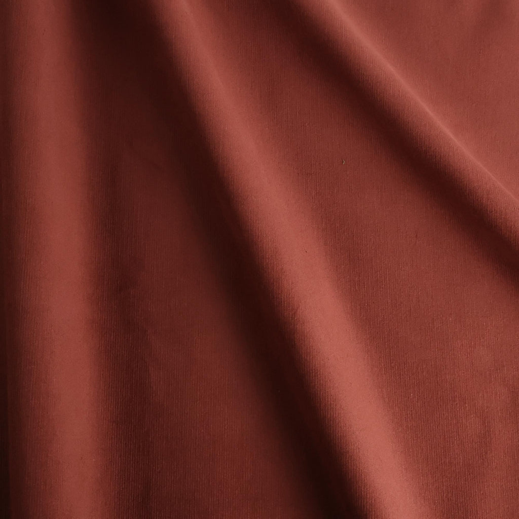 Velvety Pinwale Corduroy in Terracotta, 21 Wale-Fabric-Frankie Rose Fabrics
