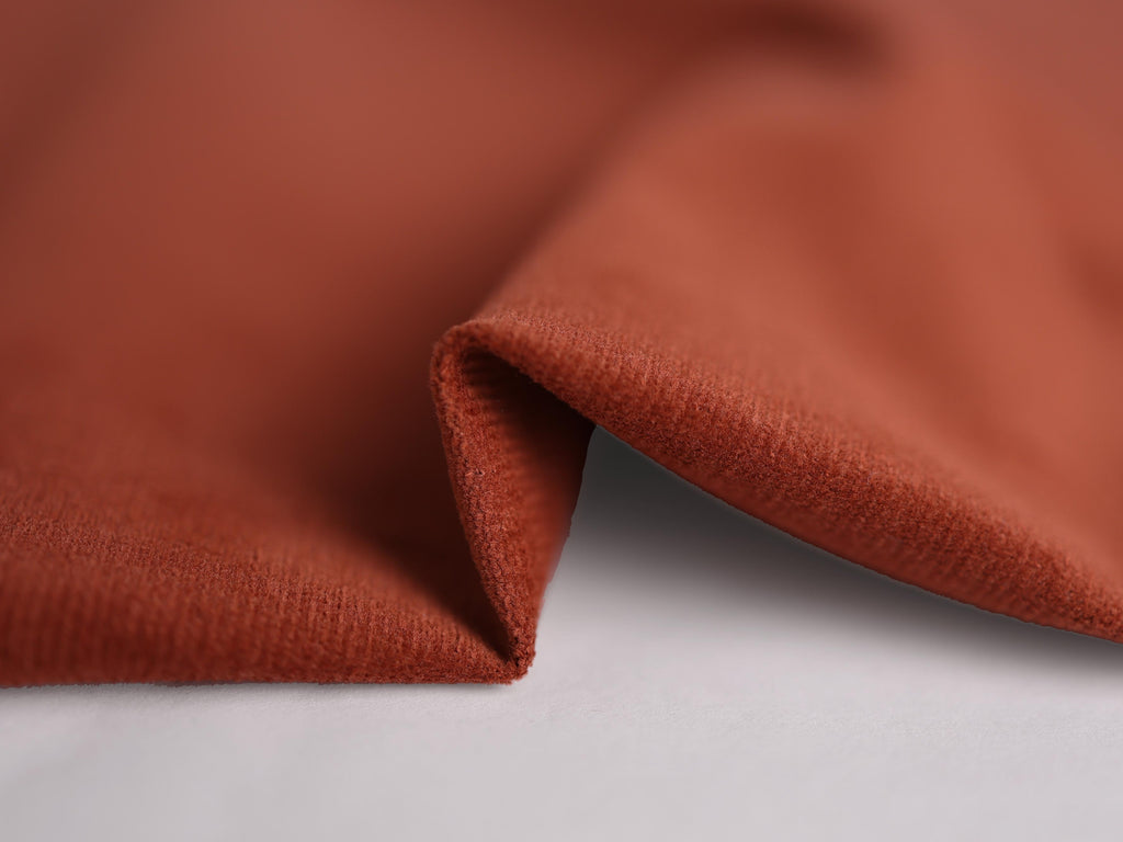 Velvety Pinwale Corduroy in Terracotta, 21 Wale-Fabric-Frankie Rose Fabrics