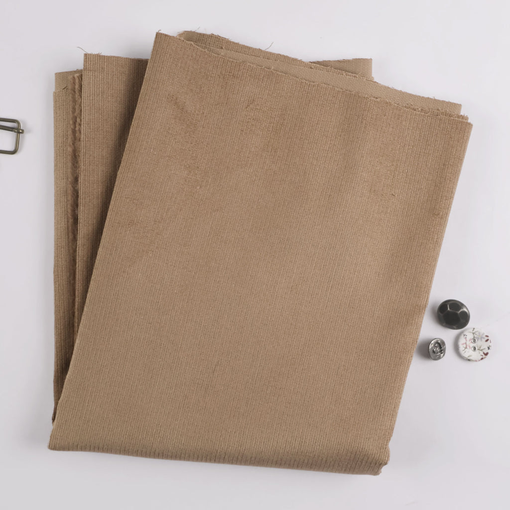 Velvety Pinwale Corduroy in Fawn, 21 Wale-Fabric-Frankie Rose Fabrics