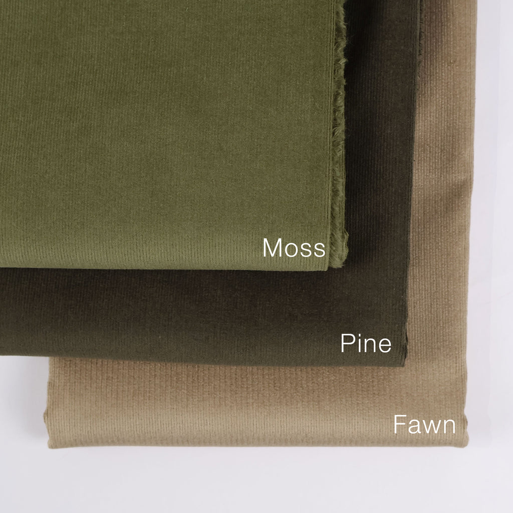 Velvety Pinwale Corduroy in Fawn, 21 Wale-Fabric-Frankie Rose Fabrics