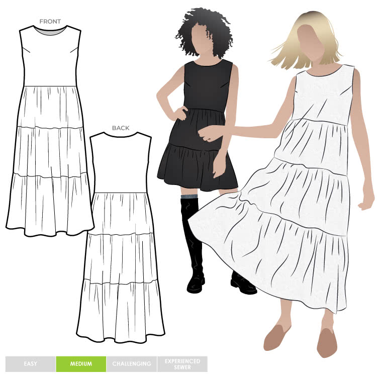 Nova Midi Dress Sewing Pattern by Style Arc, US Sizes 0-26 AUS Size 4-16 (US 0-12)