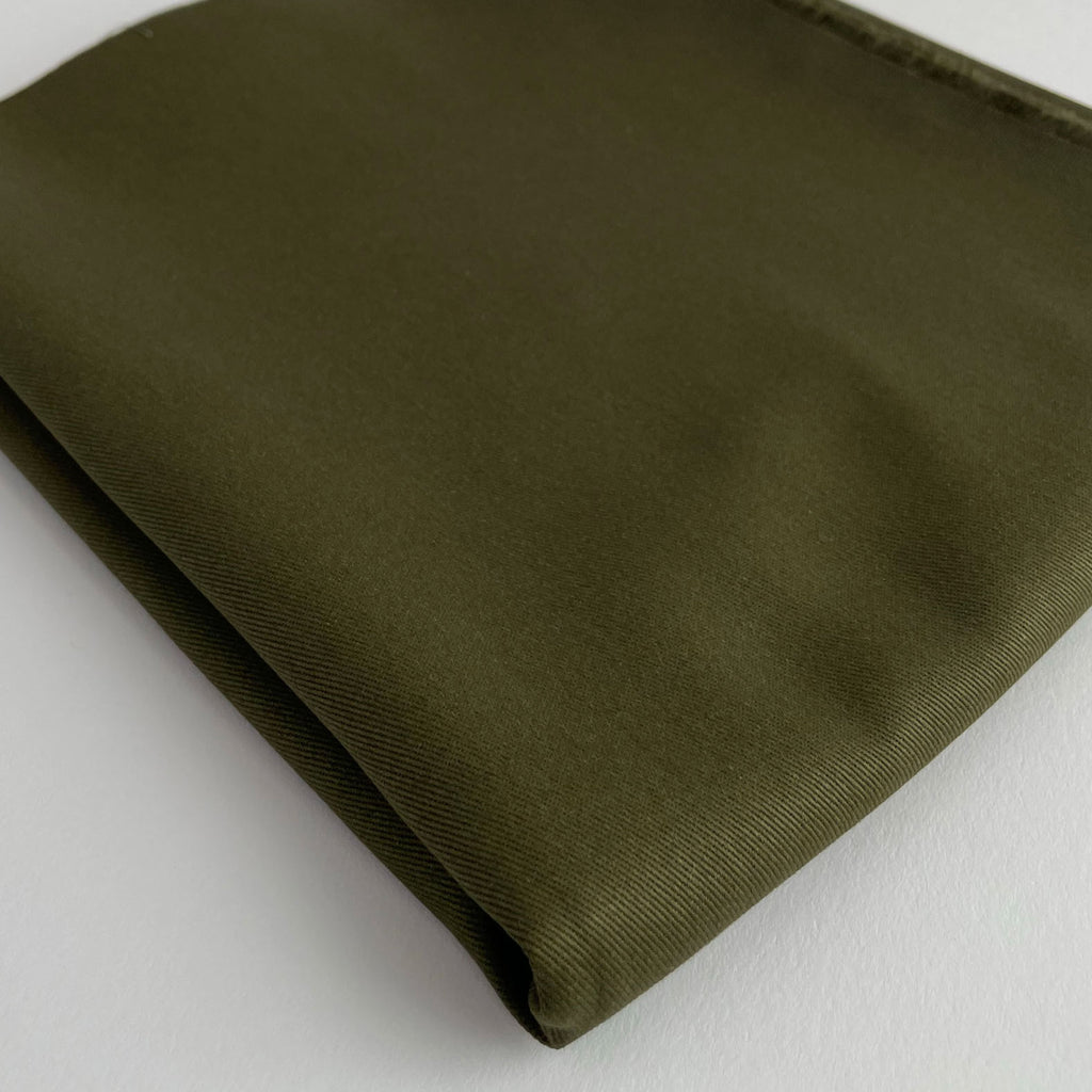 Organic Cotton Midweight Twill in Olive–Frankie Rose Fabrics