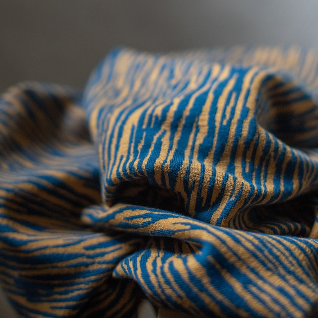 Bark Sweater Knit in Mustard & Ocean-Fabric-Frankie Rose Fabrics