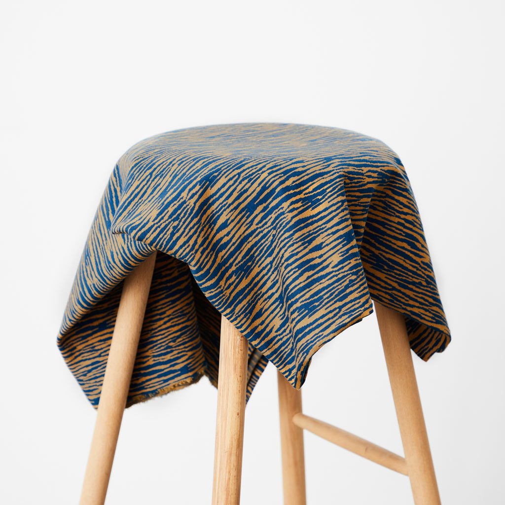 Bark Sweater Knit in Mustard & Ocean-Fabric-Frankie Rose Fabrics