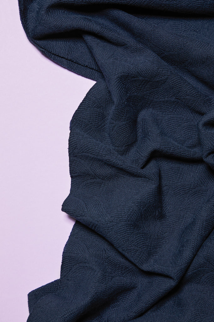 Organic Leaf Sweater Knit in Indigo Night by Mind the Maker-Fabric-Frankie Rose Fabrics