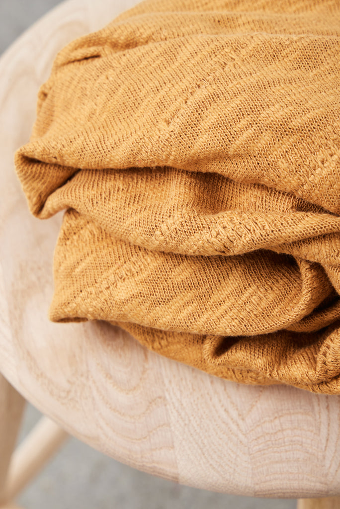 Organic Cotton Slub Sweater Knit in Dry Mustard-Fabric-Frankie Rose Fabrics