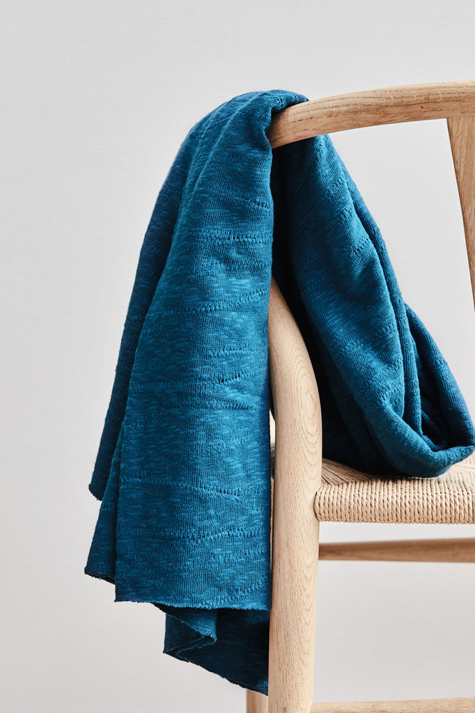 Organic Cotton Slub Sweater Knit in Ocean-Fabric-Frankie Rose Fabrics