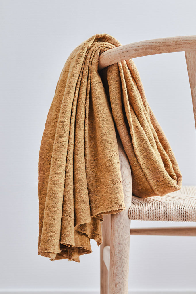 Organic Cotton Slub Sweater Knit in Dry Mustard-Fabric-Frankie Rose Fabrics