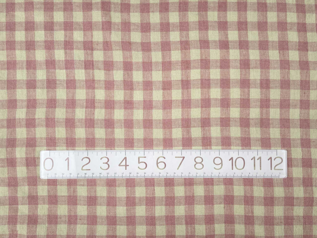 Nougat Laundered Linen Gingham Fabric in Pink & Cream-Fabric-Frankie Rose Fabrics