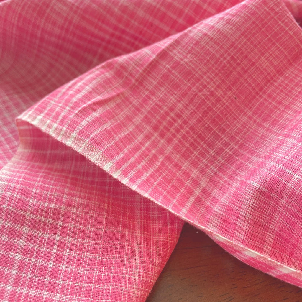 Handwoven Yarn Dyed Cotton Fabric in Bubble Gum Pink